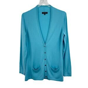 Mendocino cardigan sweater 100% cashmere women's M button front V neck pockets